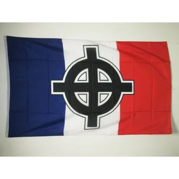 DRAPEAU FRANCE CROIX CELTIQUE 150x90cm - DRAPEAU NATIONALISTE FRANÇAIS 90 x 150 cm - DRAPEAUX