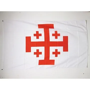DRAPEAU ORDRE DU SAINT-SÉPULCRE DE JÉRUSALEM 150x90cm - DRAPEAU CHRÉTIEN 90 x 150 cm - DRAPEAUX