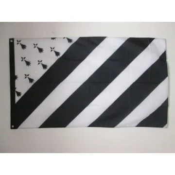 DRAPEAU BRETAGNE BIG GWENN HA DU 150x90cm - DRAPEAU BRETON 90 x 150 cm - DRAPEAUX