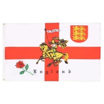 DRAPEAU ANGLETERRE AVEC CHEVAL DE BATAILLE 150x90cm - DRAPEAU ANGLAIS - SAINT GEORGES 90 x 150 cm - DRAPEAUX