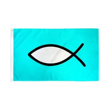 DRAPEAU POISSON CHRÉTIEN ICHTUS 150x90cm - DRAPEAU DU CHRISTIANISME 90 x 150 cm - DRAPEAUX