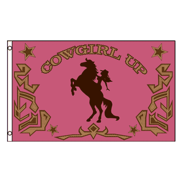 DRAPEAU COWGIRL UP 150x90cm - DRAPEAU AVEC CHEVAL 90 x 150 cm - DRAPEAUX