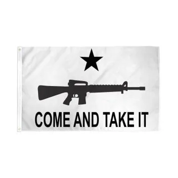 DRAPEAU COMME AND TAKE IT FUSIL 150x90cm - DRAPEAU RÉVOLUTION TEXANE 90 x 150 cm - DRAPEAUX