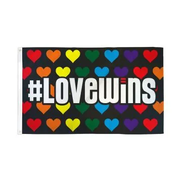 DRAPEAU ARC-EN-CIEL L\'AMOUR GAGNE 150x90cm - DRAPEAU LOVE WINS 90 x 150 cm - DRAPEAUX