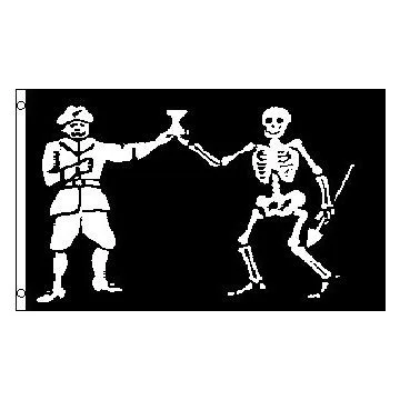 DRAPEAU PIRATE BART ROBERTS 150x90cm - DRAPEAU TÊTE DE MORT 90 x 150 cm - DRAPEAUX