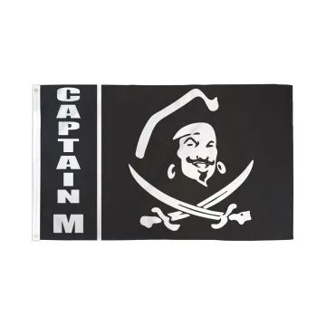 DRAPEAU PIRATE CAPITAINE MORGAN 150x90cm - DRAPEAU CORSAIRE TÊTE DE MORT 90 x 150 cm - DRAPEAUX