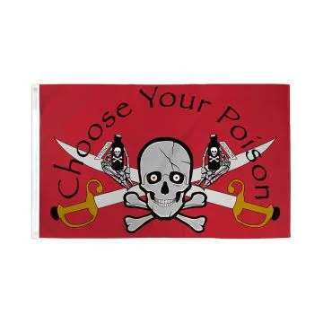 DRAPEAU PIRATE CHOOSE TOUR POISON 150x90cm - DRAPEAU CORSAIRE TÊTE DE MORT 90 x 150 cm - DRAPEAUX