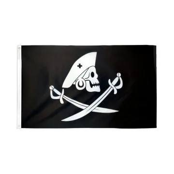 DRAPEAU PIRATE EDWARD ENGLAND 150x90cm - DRAPEAU CORSAIRE TÊTE DE MORT 90 x 150 cm - DRAPEAUX