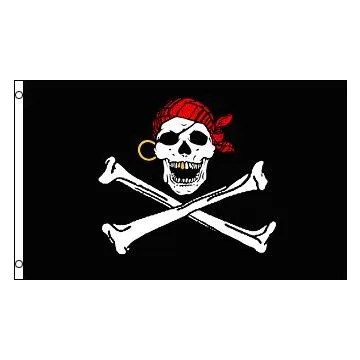 DRAPEAU PIRATE DENT EN OR 150x90cm - DRAPEAU CORSAIRE TÊTE DE MORT 90 x 150 cm - DRAPEAUX