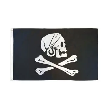 DRAPEAU PIRATE HENRY AVERY NOIR 150x90cm - DRAPEAU CORSAIRE TÊTE DE MORT 90 x 150 cm - DRAPEAUX