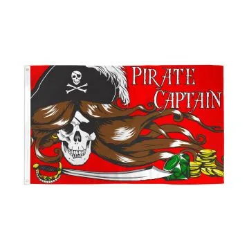 DRAPEAU PIRATE CAPTAIN FEMME 150x90cm - DRAPEAU CORSAIRE TÊTE DE MORT 90 x 150 cm - DRAPEAUX