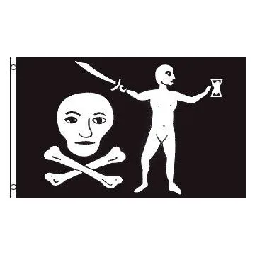 DRAPEAU PIRATE CAPITAINE DULAIEN 150x90cm - DRAPEAU CORSAIRE TÊTE DE MORT 90 x 150 cm - DRAPEAUX