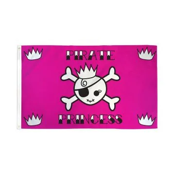 DRAPEAU PIRATE PRINCESSE 150x90cm - DRAPEAU CORSAIRE TÊTE DE MORT 90 x 150 cm - DRAPEAUX