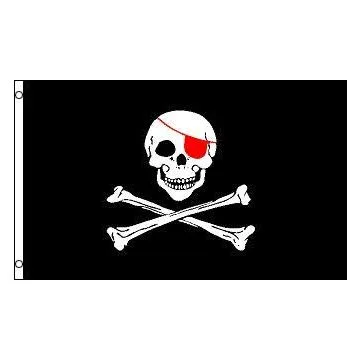 DRAPEAU PIRATE PATCH ROUGE 150x90cm - DRAPEAU CORSAIRE TÊTE DE MORT 90 x 150 cm - DRAPEAUX