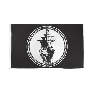 DRAPEAU BÂTEAU DE PIRATE  150x90cm - DRAPEAU CORSAIRE TÊTE DE MORT 90 x 150 cm - DRAPEAUX