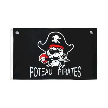 DRAPEAU POTEAU PIRATE  150x90cm - DRAPEAU CORSAIRE TÊTE DE MORT 90 x 150 cm - DRAPEAUX