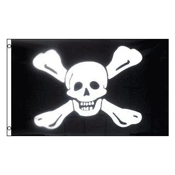 DRAPEAU PIRATE RICHARD WORLEY 150x90cm - DRAPEAU CORSAIRE TÊTE DE MORT 90 x 150 cm - DRAPEAUX