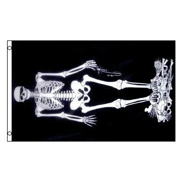 DRAPEAU SQUELETTE HUMAIN 150x90cm - DRAPEAU PIRATE 90 x 150 cm - DRAPEAUX
