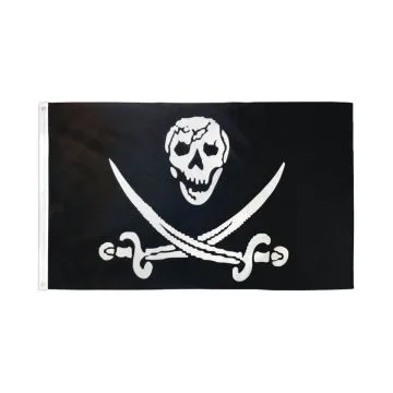 DRAPEAU TÊTE DE MORT 2 ÉPÉES 150x90cm - DRAPEAU PIRATE 90 x 150 cm - DRAPEAUX