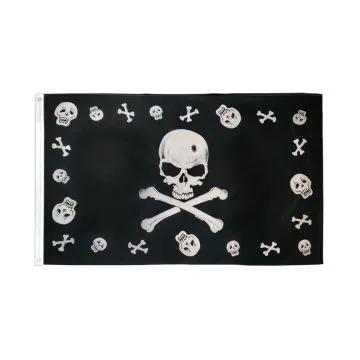 DRAPEAU TÊTE DE MORT OS MULTIPLES 150x90cm - DRAPEAU PIRATE 90 x 150 cm - DRAPEAUX