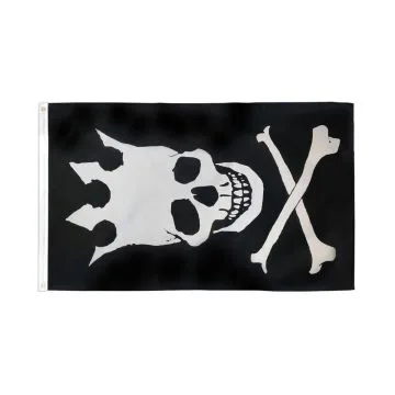 DRAPEAU TÊTE DE MORT AVEC COURONNE 150x90cm - DRAPEAU PIRATE 90 x 150 cm - DRAPEAUX