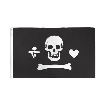 DRAPEAU PIRATE STEDE BONNETT 150x90cm - DRAPEAU CORSAIRE TÊTE DE MORT 90 x 150 cm - DRAPEAUX