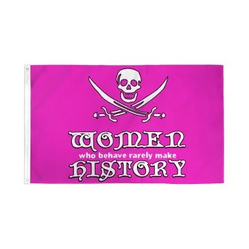 DRAPEAU PIRATE LES FEMMES FONT L\'HISTOIRE 150x90cm - DRAPEAU CORSAIRE TÊTE DE MORT 90 x 150 cm - DRAPEAUX