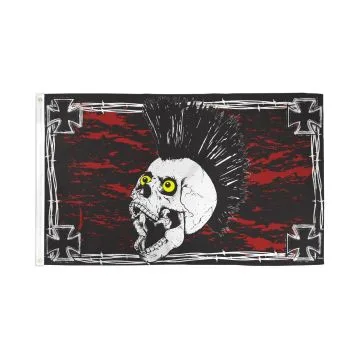 DRAPEAU TÊTE DE MORT EN FER 150x90cm - DRAPEAU PIRATE 90 x 150 cm - DRAPEAUX