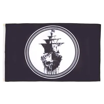 DRAPEAU PIRATE MER NOIRE 150x90cm - DRAPEAU CORSAIRE TÊTE DE MORT 90 x 150 cm - DRAPEAUX
