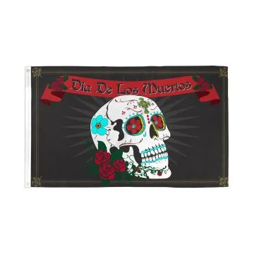 DRAPEAU DIA DE LOS MUERTOS 150x90cm - DRAPEAU PIRATE JOURNÉE DES MORTS 90 x 150 cm - DRAPEAUX