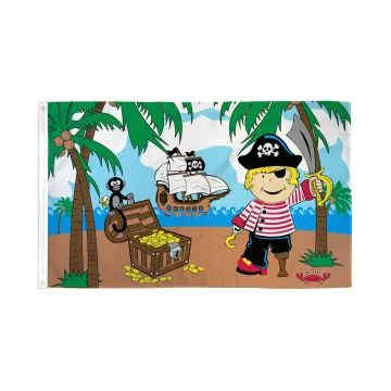 DRAPEAU GARÇON PIRATE ÎLE AU TRÉSOR 150x90cm - DRAPEAU CORSAIRE TÊTE DE MORT 90 x 150 cm - DRAPEAUX