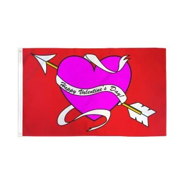 DRAPEAU HAPPY VALENTINES DAY 150x90cm - DRAPEAU JOYEUSE SAINT VALENTIN 90 x 150 cm - DRAPEAUX
