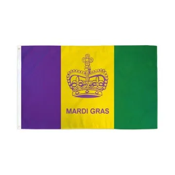 DRAPEAU MARDI GRAS COURONNE 150x90cm - DRAPEAU DU CARNAVAL 90 x 150 cm - DRAPEAUX