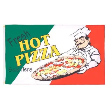 DRAPEAU PIZZA CHAUDE 150x90cm - DRAPEAU HOT PIZZA 90 x 150 cm - DRAPEAUX