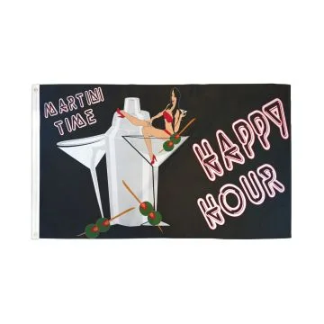 DRAPEAU HAPPY HOUR 150x90cm - DRAPEAU MARTINI TIME 90 x 150 cm - DRAPEAUX