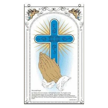 DRAPEAU PRIÈRE CATHOLIQUE 150x90cm - DRAPEAU DE LA CROIX CHRÉTIENNE 90 x 150 cm - DRAPEAUX