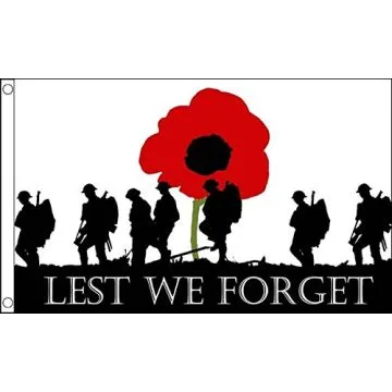 DRAPEAU LEST WE FORGET ARMÉE DE TERRE 150x90cm - DRAPEAU JOUR DU SOUVENIR 90 x 150 cm - DRAPEAUX