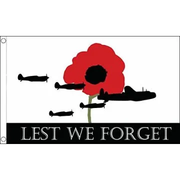 DRAPEAU LEST WE FORGET ARMÉE DE L\'AIR 150x90cm - DRAPEAU JOUR DU SOUVENIR 90 x 150 cm - DRAPEAUX