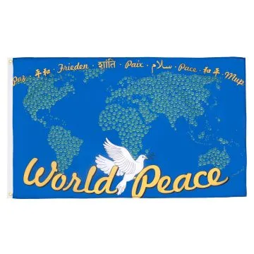 DRAPEAU CARTE PAIX DANS LE MONDE 150x90cm - DRAPEAU WORLD PEACE 90 x 150 cm - DRAPEAUX