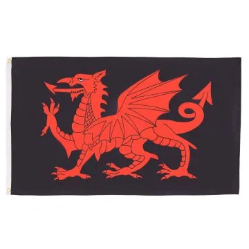 DRAPEAU PAYS DE GALLES DRAGON NOIR 150x90cm - DRAPEAU GALLOIS 90 x 150 cm - DRAPEAUX