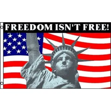 DRAPEAU ETATS-UNIS LA LIBERTÉ N\'EST PAS GRATUITE 150x90cm - DRAPEAU FREEDOM ISN\'T FREE 90 x 150 cm - DRAPEAUX