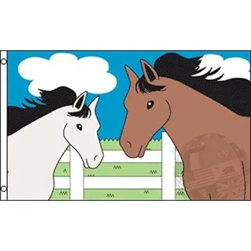 DRAPEAU DEUX CHEVAUX 150x90cm - DRAPEAU AVEC CHEVAL 90 x 150 cm - DRAPEAUX