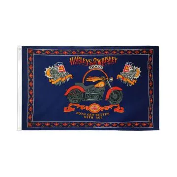 DRAPEAU MOTO ET WHISKY 150x90cm - DRAPEAU BIKES AND WHISKEY 90 x 150 cm - DRAPEAUX