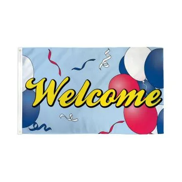 DRAPEAU BIENVENU AVEC BALLONS 150x90cm - DRAPEAU WELCOME 90 x 150 cm - DRAPEAUX