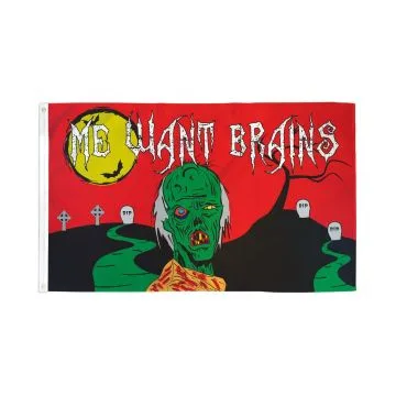 DRAPEAU HALLOWEEN ZOMBIE 150x90cm - DRAPEAU HAPPY HALLOWEEN ZOMBIS 90 x 150 cm - DRAPEAUX