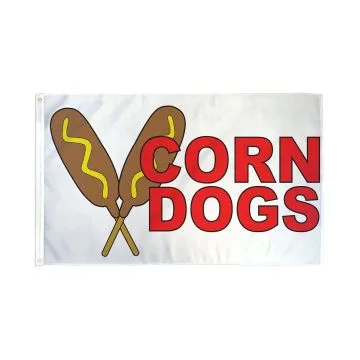DRAPEAU CORN DOGS 150x90cm - DRAPEAU SAUCISSE SUR BÂTONNET 90 x 150 cm - DRAPEAUX