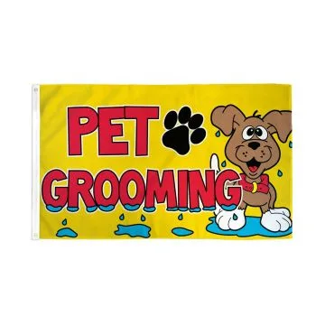 DRAPEAU SALON POUR ANIMAL DE COMPAGNIE 150x90cm - DRAPEAU PET GROOMING 90 x 150 cm - DRAPEAUX