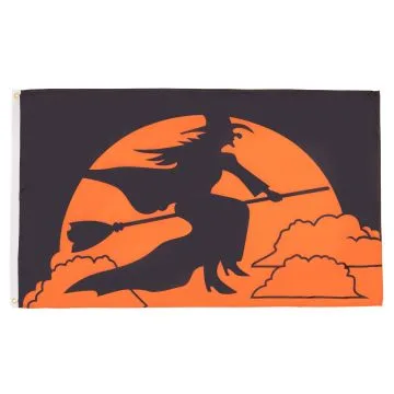 DRAPEAU HALLOWEEN AVEC SORCIÈRE 150x90cm - DRAPEAU HAPPY HALLOWEEN 90 x 150 cm - DRAPEAUX