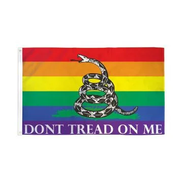 DRAPEAU DON\'T TREAD ON ME ARC-EN-CIEL 150x90cm - DRAPEAU GAY 90 x 150 cm - DRAPEAUX