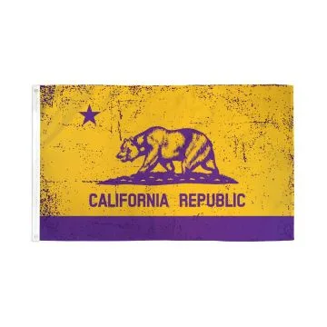 DRAPEAU CALIFORNIE VIOLET ET OR 150x90cm - DRAPEAU CALIFORNIEN 90 x 150 cm - DRAPEAUX
